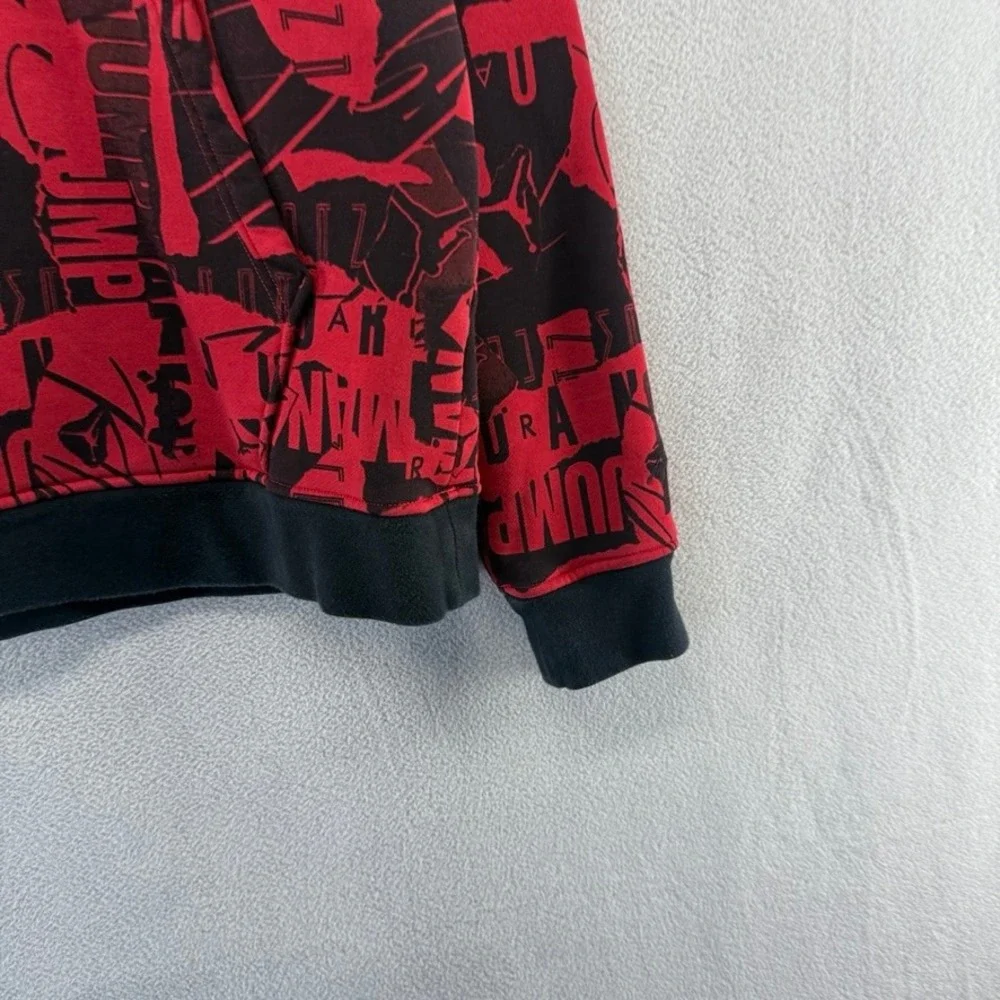 Jordan Hoodie Men's Large Red Jumpman All Over Print Graphic Pullover Printed